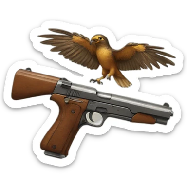 Una águila con antigas y pistola sticker