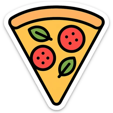 colored icon of a Margherita pizza slice sticker