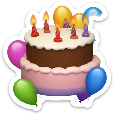 Birthday cake with balloons  sticker