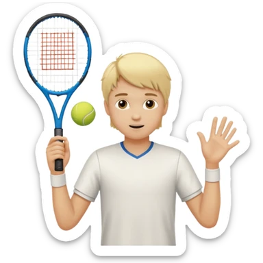 Chico  rubio bajo el sol jugando tenis sticker