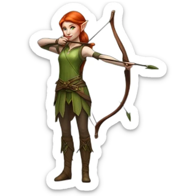 hyperrealist redhead elf archer full body sticker