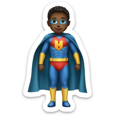 child wearing superhero costume sticker