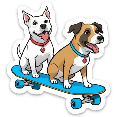 Three different dogs on skateboard  sticker
