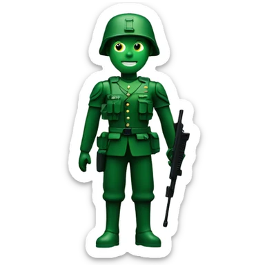 Green plastic soldier toy sticker