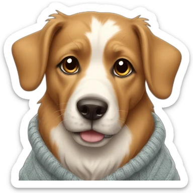 a dog in a big sweater sticker