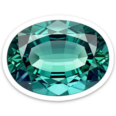 Oval cut indicolite tourmaline showing rich blue color with slight green undertones sticker