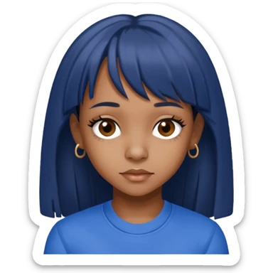 Lisa Left Eye Lopes with dark brown long hair, brown eyes, blue outfit sticker