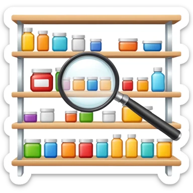 magnifying glass over product shelf searching for last item sticker