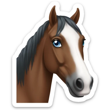 bay horse with white face and blue eyes sticker