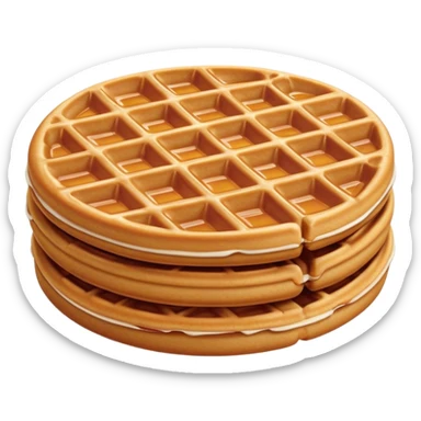 Cinematic Realistic Stroopwafel Dessert Emoji, depicted as a delicate caramel-filled waffle cookie rendered with crisp textures and warm, inviting lighting. sticker