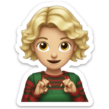 blonde girl with freddy krueger claw hands sticker