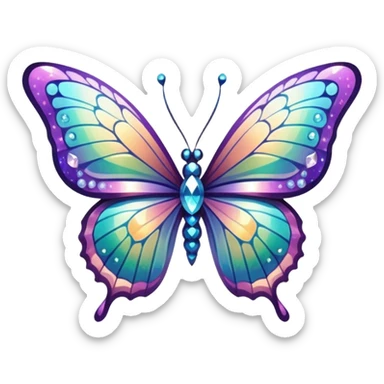 Iridescent shiny glimmering beautiful glittery bcrystal utterfly  sticker