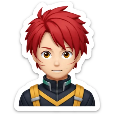 Oh My hero academy character with black and red hair  sticker