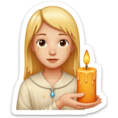 Candle on the hand of person sticker