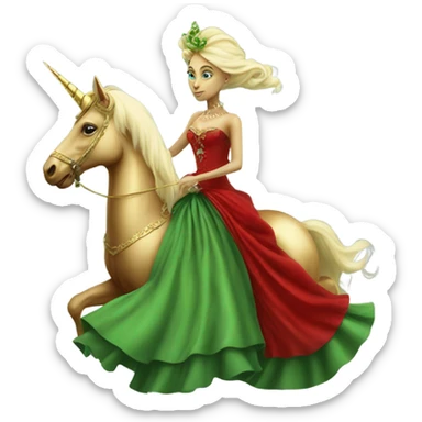"galora green blonde alien woman" in red Victorian elegant dress, full body, rides unicorn gold and white
(NO WOKE)
 sticker