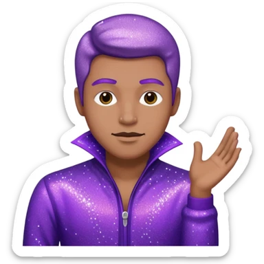 man supervisor wearing glitter purple glittery clothes sticker