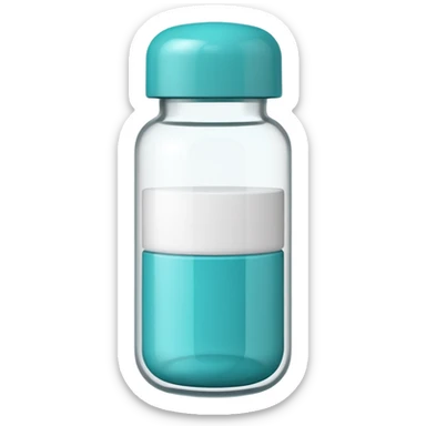 white and teal pill bottle with teal and white color split sticker