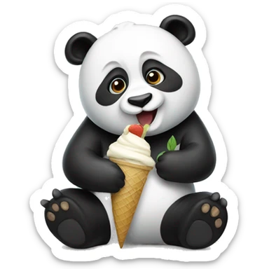 Panda eating ice cream sticker