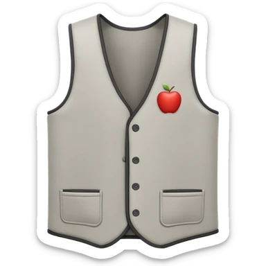 A 3D Apple-style emoji of a simple sleeveless vest (yelek), front view, minimal and clean design, soft fabric texture, neutral colors, cartoon-like and cute style sticker