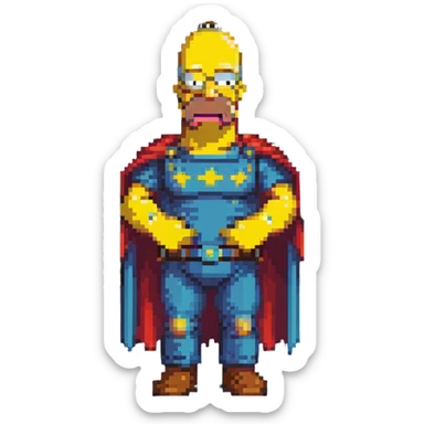 Homer Simpson dressed as a superhero sticker