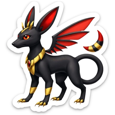 Shiny 4-legged Umbreon-Anubis-Salandit-Beedrill-fusion, full body sticker