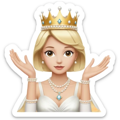Blonde Elegant blonde princess with white gloves and pearl necklace, wearing crown.
 sticker