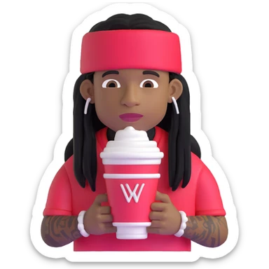 lil wayne holding a double styrofoam cup with one cup stacked inside another sticker