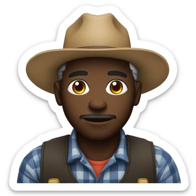 black farmer not smiling sticker