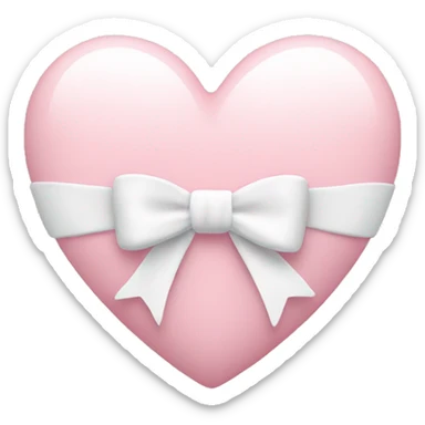 Pastel pink heart with white bow sticker