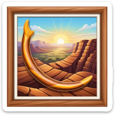 Cinematic Realistic image of a classic boomerang, rendered with detailed wood grain textures and vibrant colors, set against a sunlit outback landscape that emphasizes its iconic Australian heritage sticker