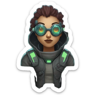 cyberpunk alien character desing scifi roguelike rpg style inspired by slay the spire digital art sticker