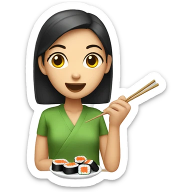 Girl eating sushi  sticker