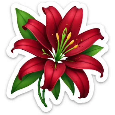 A lily flower in a dark cherry red colour with a stem sticker