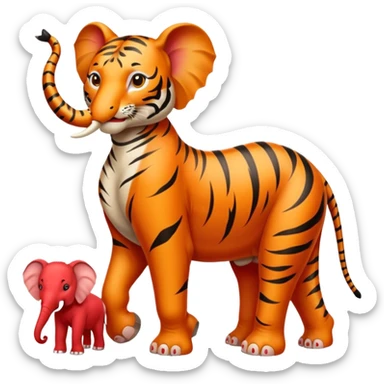 Tigre femmina a due zampe elefante con tacchi e vestiti da sera elegante rosso sticker