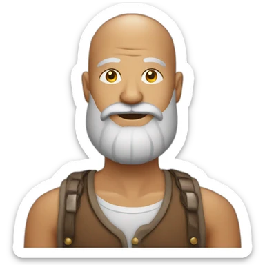 Shiny Bald man Indian with big grey beard sticker
