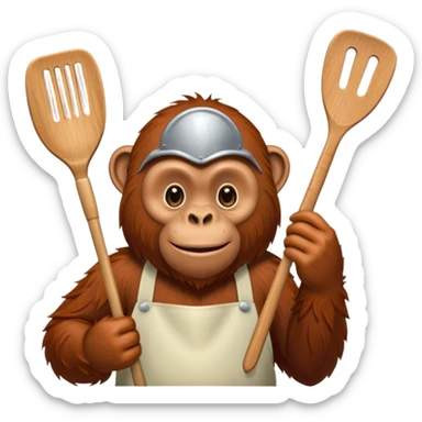 Orangutang with a spatula  sticker
