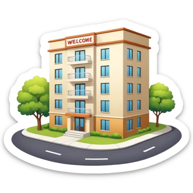 Housing apartment building with welcome sign sticker