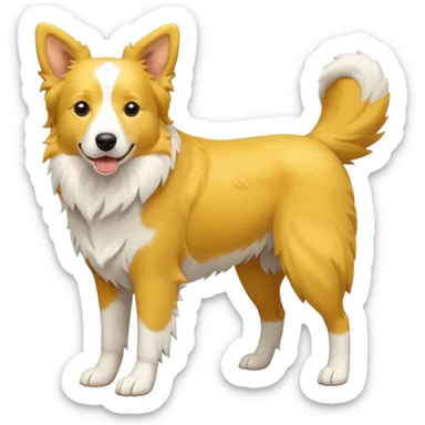 cachorro border collie amarelo e branco full body  sticker