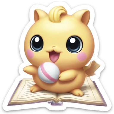 Jiggly puff playing Pictionary with psyduck sticker