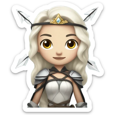Supercell the tower princess , white skin , black hair with bow and 3 arrows sticker