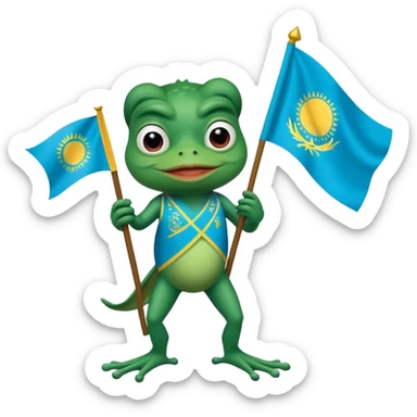 Pepe frog with a Kazakhstan's flag  sticker
