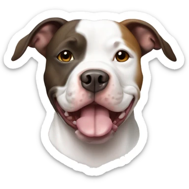 Perro pitbull blanco con una mancha marro circular en s hojo izquierdo  sticker