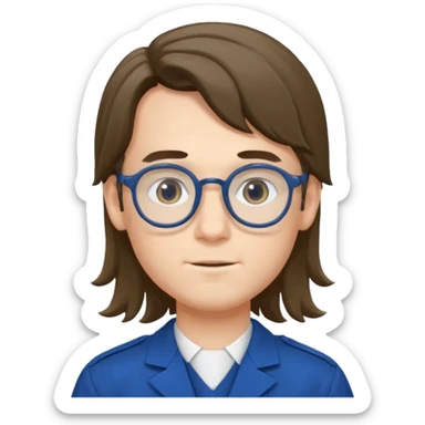 scout boy long hair spectacled blue uniform sticker