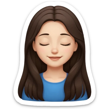 closed eyes long hair brunette girl sticker