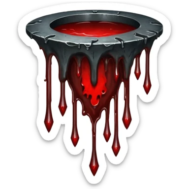 Upside-down halo dripping blood, black metal aesthetic, occult symbol sticker