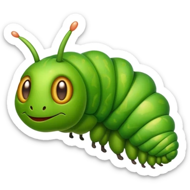 Cinematic Realistic Noble Caterpillar Portrait Emoji, Poised and serene, with a slender, segmented body covered in vivid, detailed green scales accented by subtle natural patterns, and a tiny, focused face with delicate, inquisitive eyes, rendered with lifelike texture and soft natural lighting, high shine, intelligent and delicate, styled with an air of woodland elegance, focused and attentive, soft glowing outline, capturing the essence of a watchful and confident looper caterpillar that appears ready to inch gracefully out of the screen with natural authority! sticker