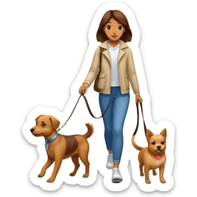a person walking a dog in the park with a simple background sticker