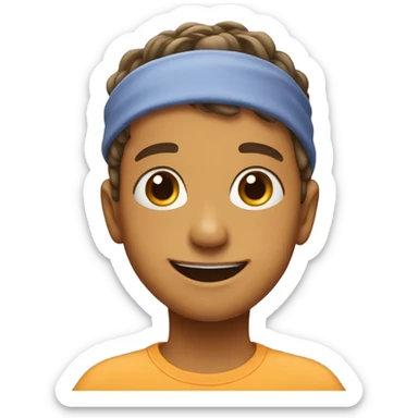 smiling boy with hairband portrait sticker