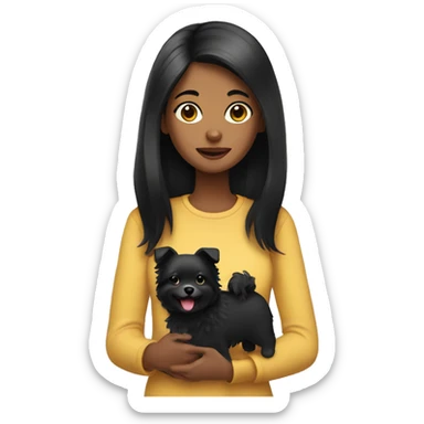 Girl with black hair holding spitz sticker