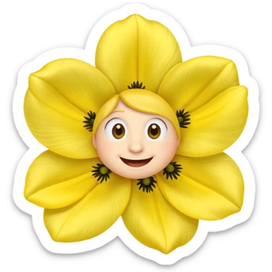 five leaved yellow anemone eyes mouth sticker